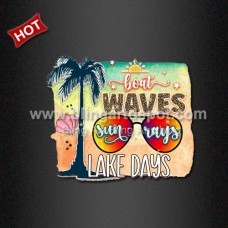 Heat Print DTF Waves Sunrays Lake Days for Beach T Shirt